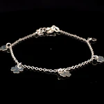 Pulsera de Plata Rolo con Tréboles Intercalados