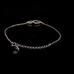 Tobillera de Plata con Dos Corazones y Piedras Incoloras Incrustadas