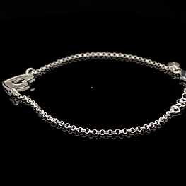 Pulsera de Plata Rolo con Corazón Central Troquelado