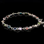 Pulsera de Plata con Circones de Colores Intercalados