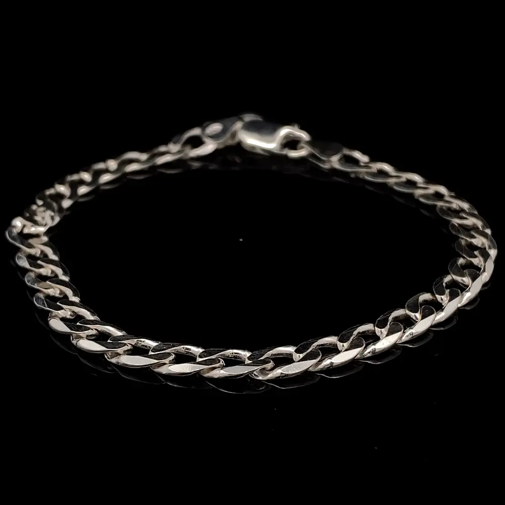 Pulsera de Plata Groumet con Cierre Mosquetón