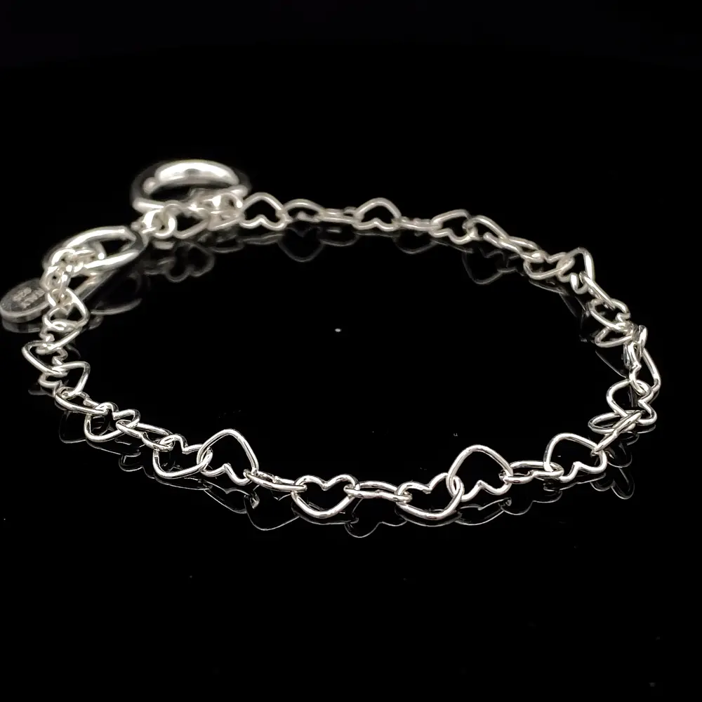 Pulsera de Plata Marinero con Corazones y Corazón