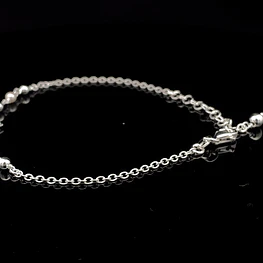 Pulsera de Plata Limada con Corazón Central y Esferas Continuas