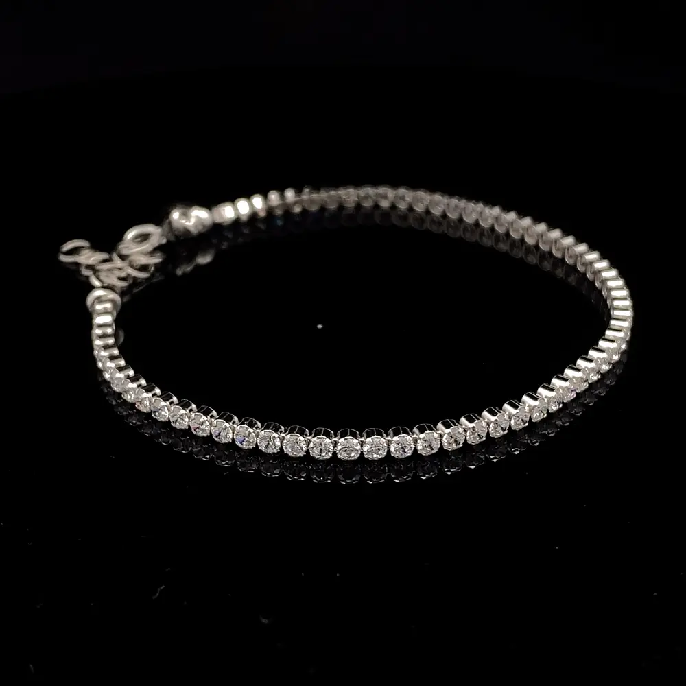 Pulsera de Plata Tenis Rodinada con Circones Incoloros