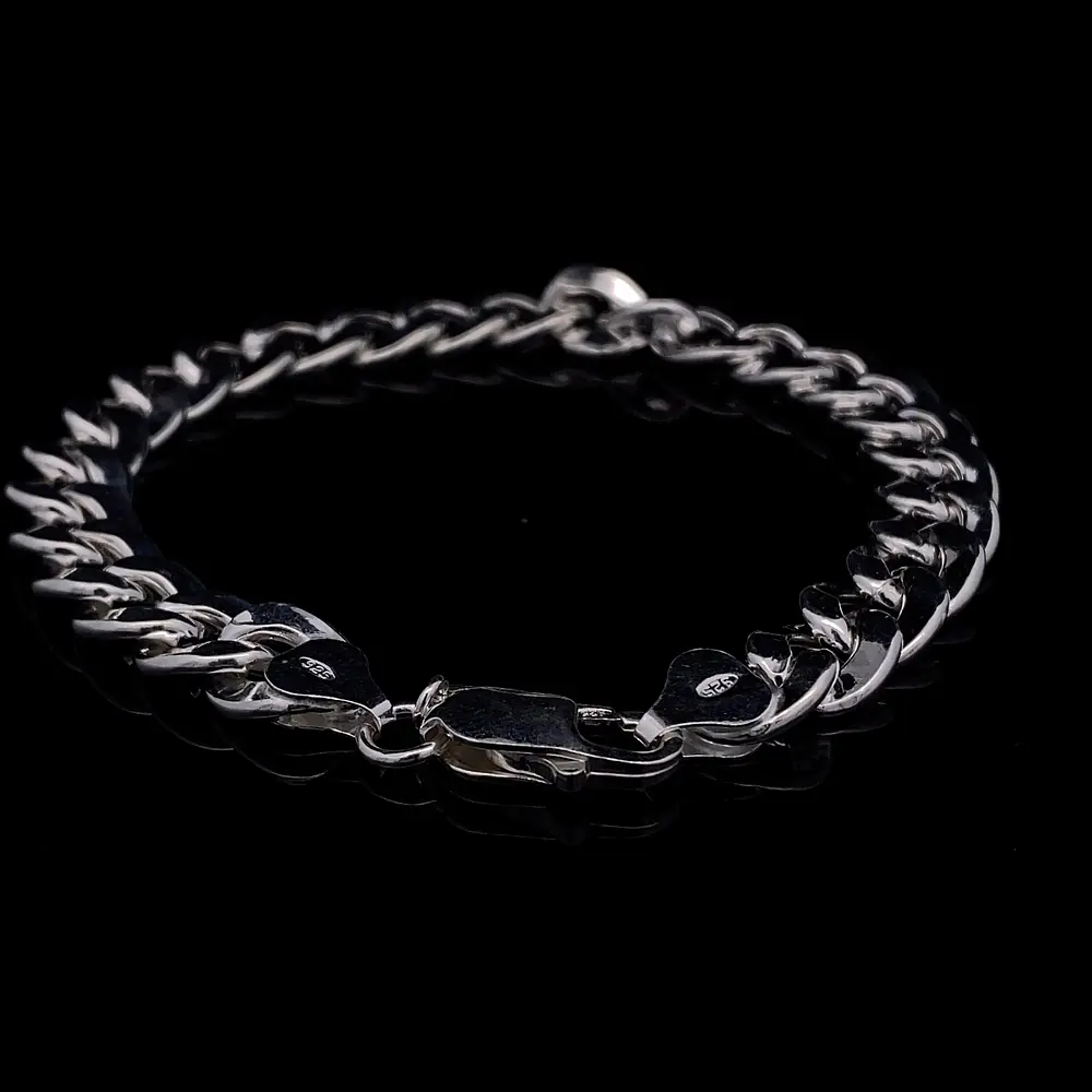 Pulsera de Plata Groumet con Cierre Mosquetón