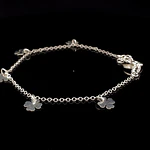Pulsera de Plata Rolo con Tréboles Intercalados