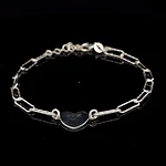 Pulsera de Plata Limada con Corazón Central