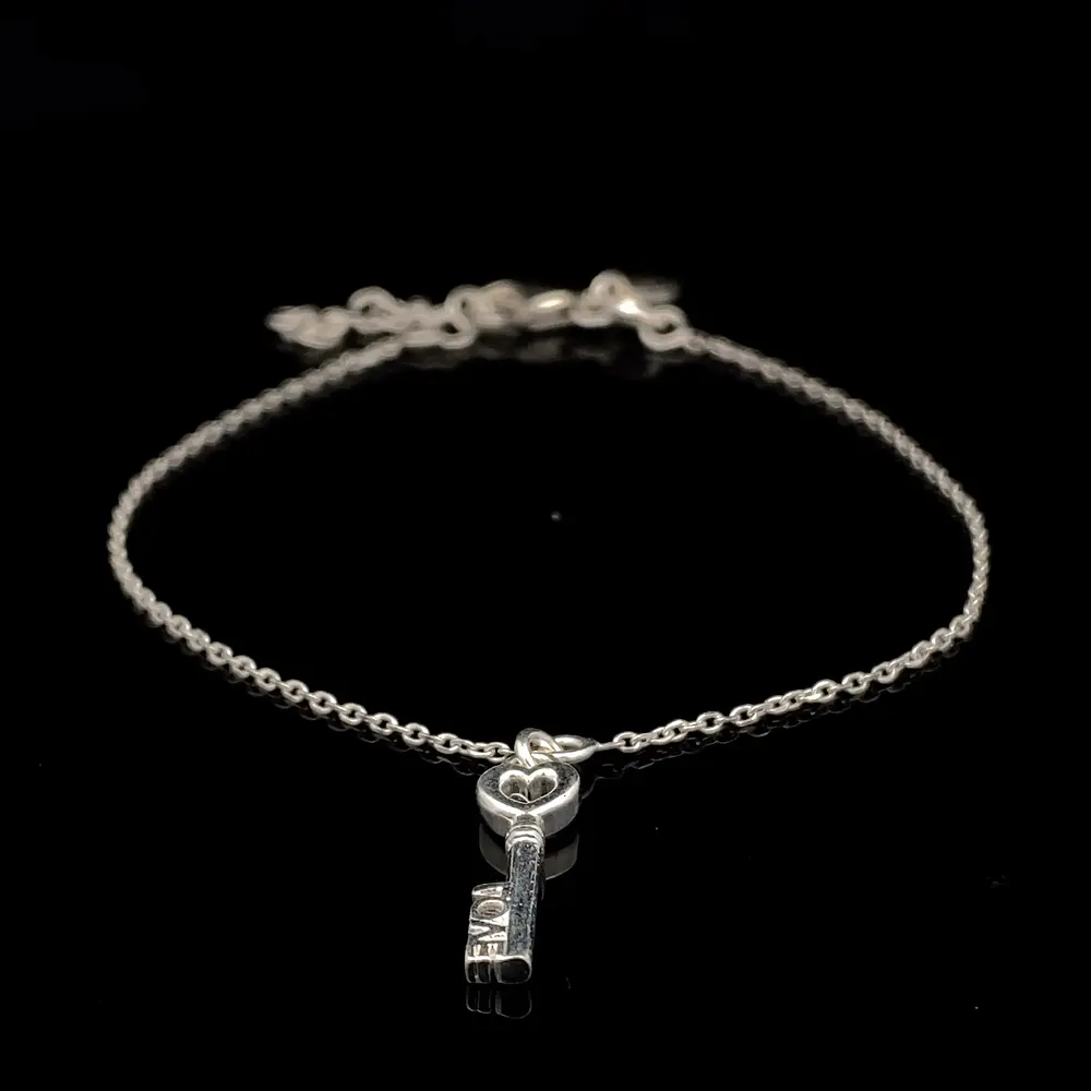 Pulsera de Plata Limada con Llave LOVE
