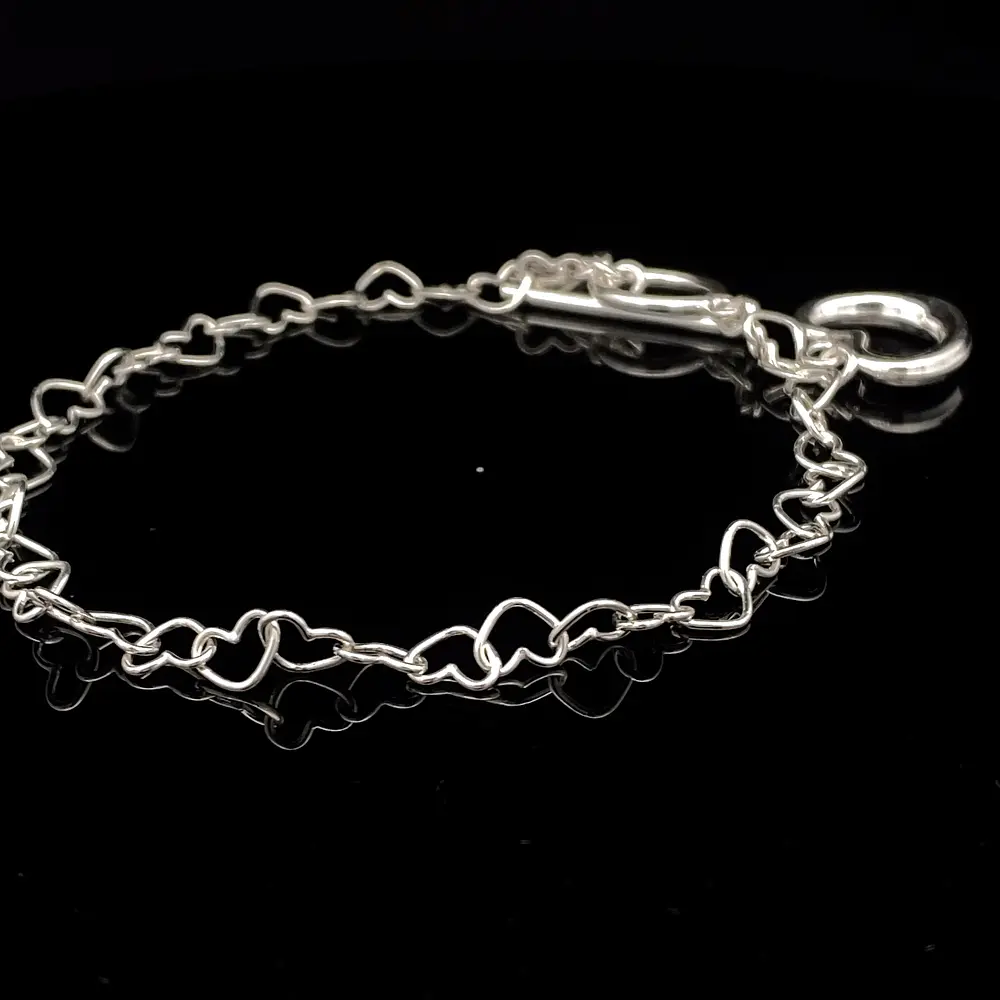 Pulsera de Plata Marinero con Corazones y Corazón