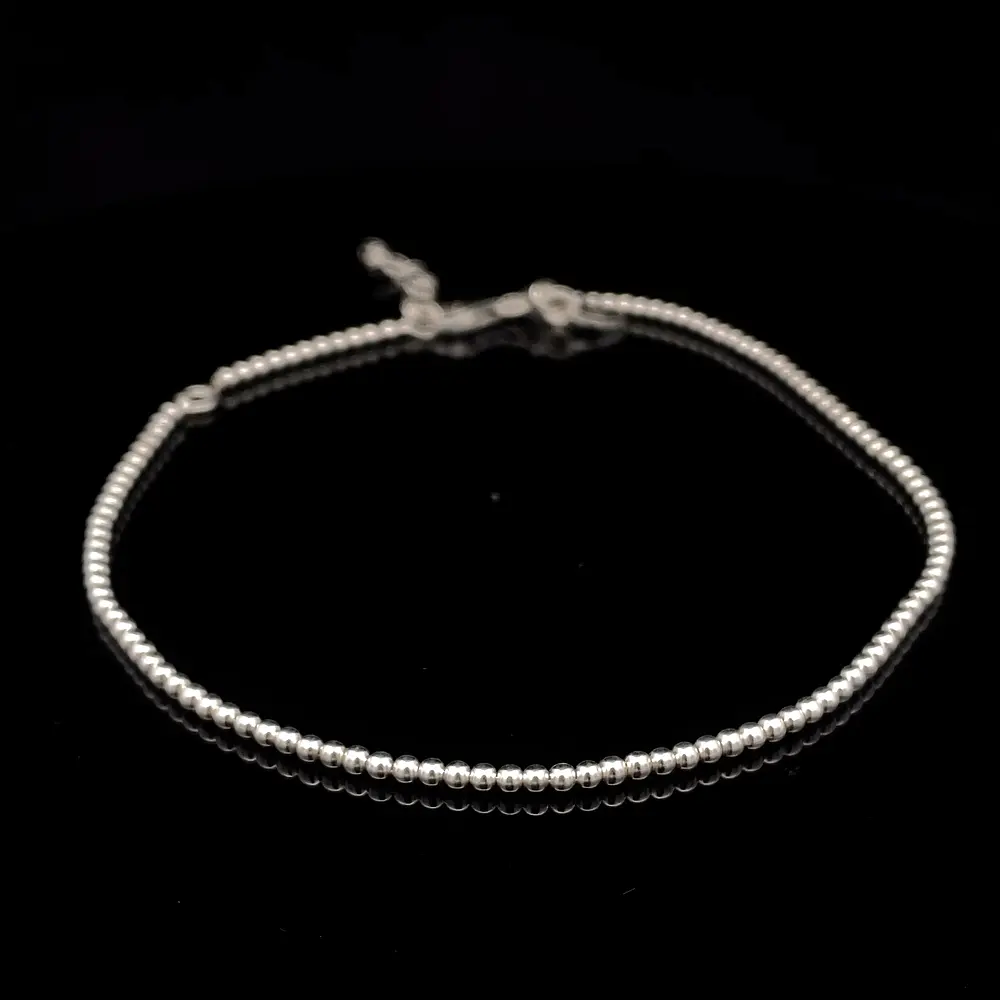 Tobillera de Plata Pellet Delgada