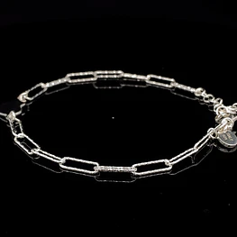 Pulsera de Plata Limada con Corazón Central
