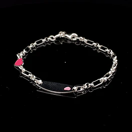 Pulsera de Plata Rolo 3x1 con Placa de Corazón Grabado
