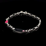 Pulsera de Plata Rolo 3x1 con Placa de Corazón Grabado