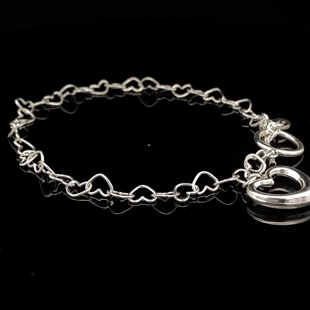 Pulsera de Plata Marinero con Corazones y Corazón