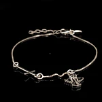 Pulsera de Plata Veneciana con Cruz Central y Ángel Colgante