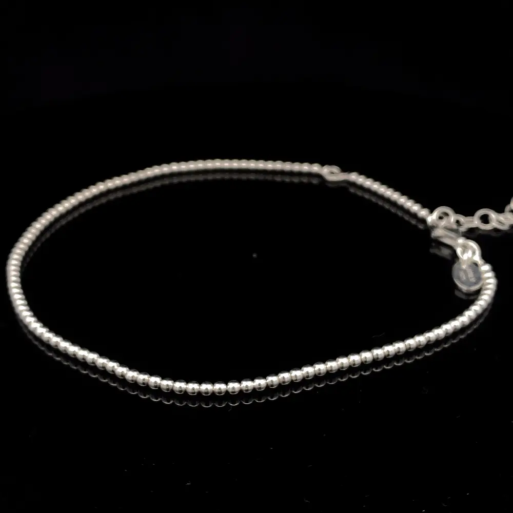 Tobillera de Plata Pellet Delgada