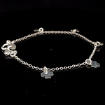 Pulsera de Plata Rolo con Tréboles Intercalados
