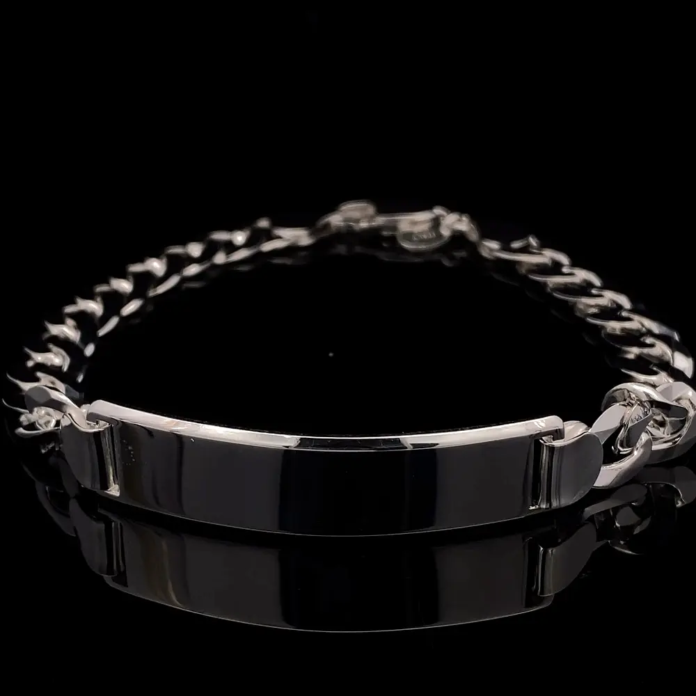 Pulsera de Plata Groumet con Placa Rectangular