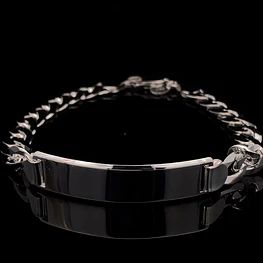 Pulsera de Plata Groumet con Placa Rectangular