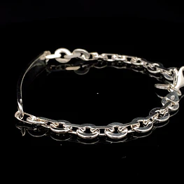 Pulsera de Plata Rolo Grande Plano con Placa Centra