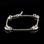 Pulsera de Plata Rolo con Tres Detalles Marinero