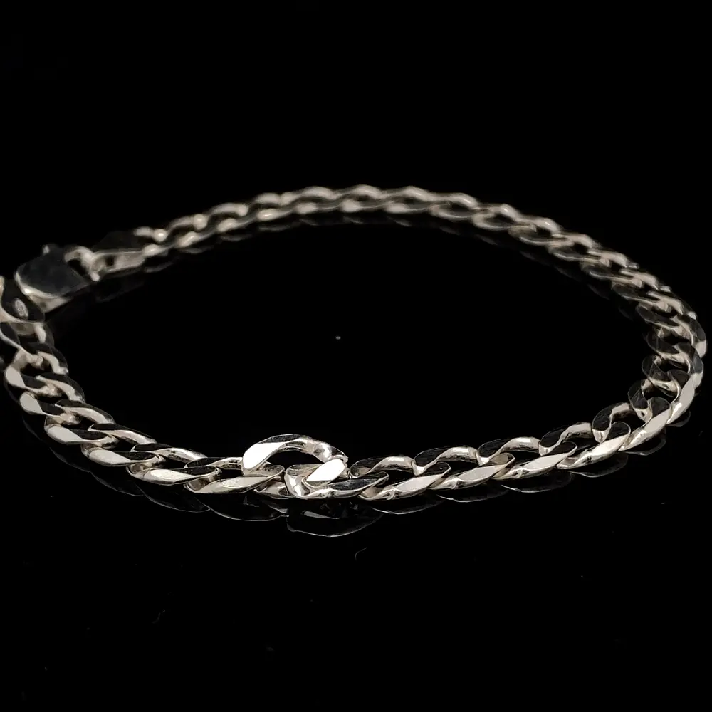 Pulsera de Plata Groumet con Cierre Mosquetón