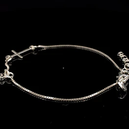 Pulsera de Plata Veneciana con Cruz Central y Ángel Colgante