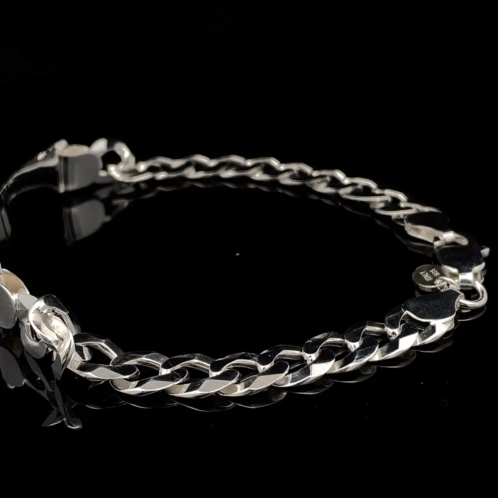 Pulsera de Plata Groumet con Placa Rectangular
