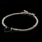 Pulsera de Plata Rolo Doble con Corazón Liso Central