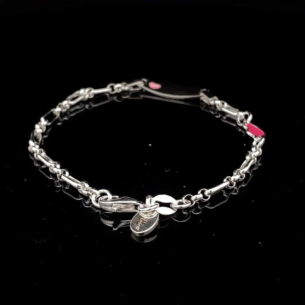 Pulsera de Plata Rolo 3x1 con Placa de Corazón Grabado