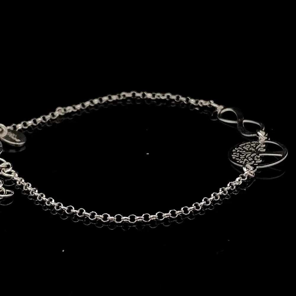 Pulsera de Plata Rolo con Infinito y Árbol de la Vida