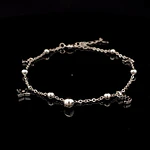 Pulsera de Plata Limada con Esferas Intercaladas, Luna, Estrella y Esfera Colgante
