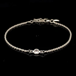 Pulsera de Plata Tourbillon Delgado con Circón Incoloro