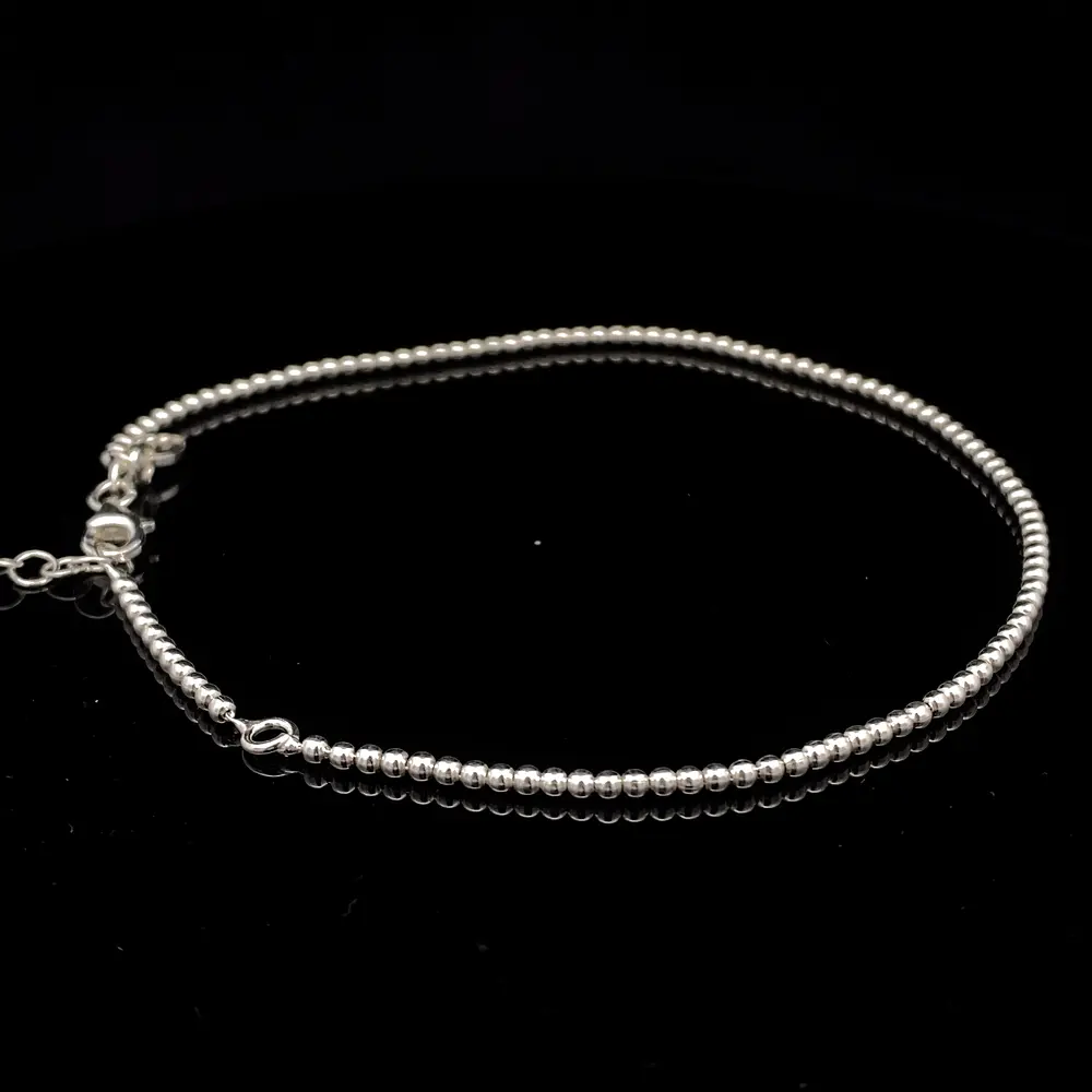 Tobillera de Plata Pellet Delgada