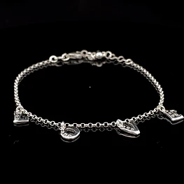 Pulsera de Plata Rolo Continua con LOVE Colgante