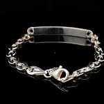 Pulsera de Plata Rolo Grande Plano con Placa Centra
