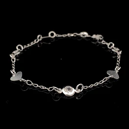 Pulsera de Plata Bilbao con Corazones y Circones Bisel Intercalados