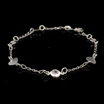 Pulsera de Plata Bilbao con Corazones y Circones Bisel Intercalados