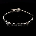 Pulsera de Plata Limada con LOVE Central y Corazón Colgante