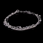 Pulsera de Plata Triple Tejido Militar con Banana, Cuerda y Veneciano con Rombo