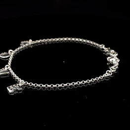 Pulsera de Plata Rolo Continua con LOVE Colgante