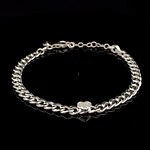 Pulsera de Plata Groumet con Corazón Pequeño Central y Circones