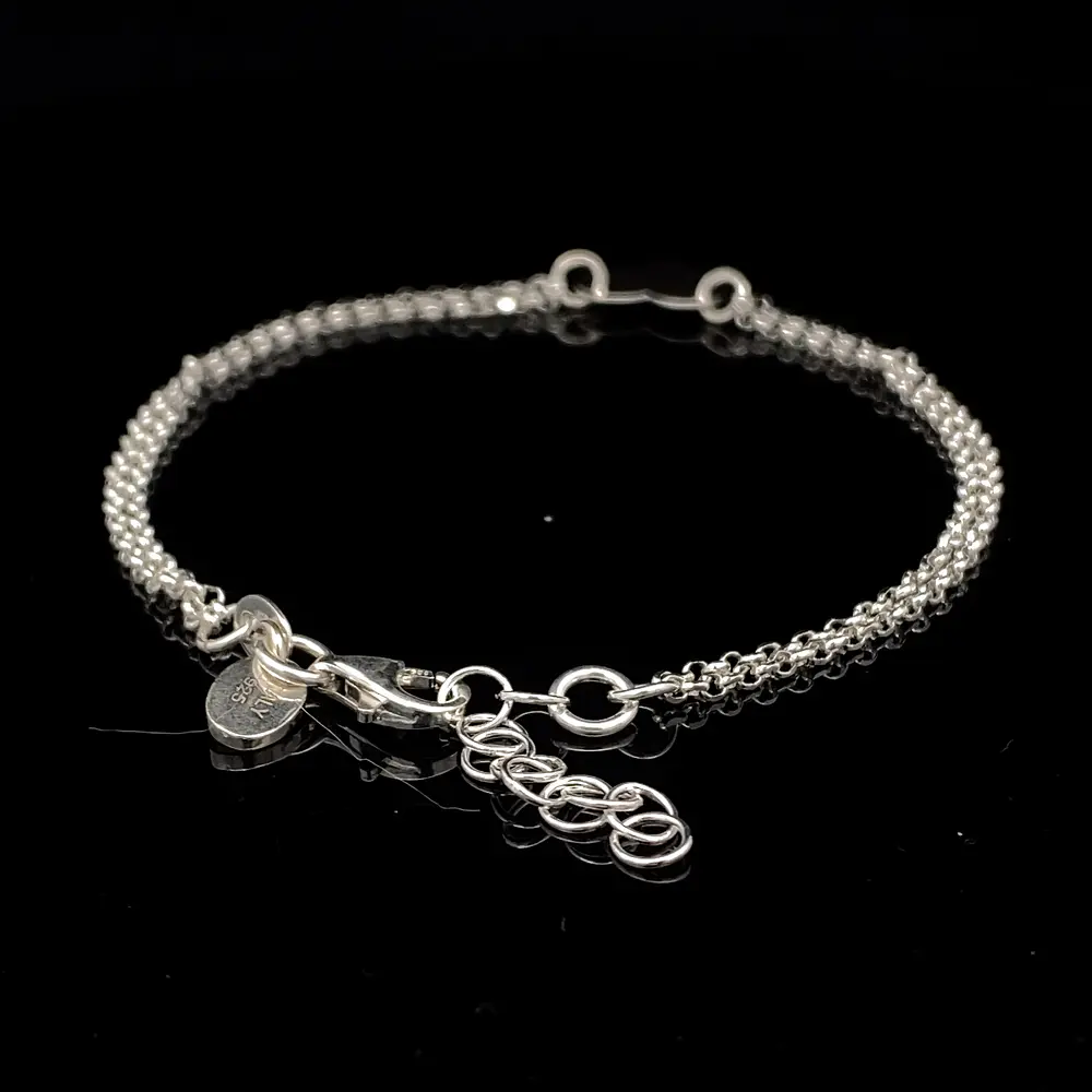 Pulsera de Plata Rolo Doble con Corazón Liso Central