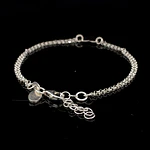 Pulsera de Plata Rolo Doble con Corazón Liso Central