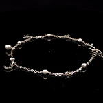 Pulsera de Plata Limada con Esferas Intercaladas, Luna, Estrella y Esfera Colgante