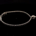 Pulsera de Plata Rolo Rodinada con Herradura Colgante y Circones