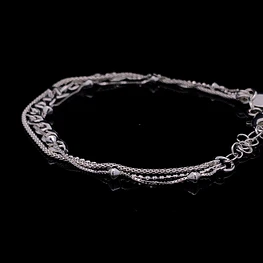Pulsera de Plata Triple Tejido Militar con Banana, Cuerda y Veneciano con Rombo