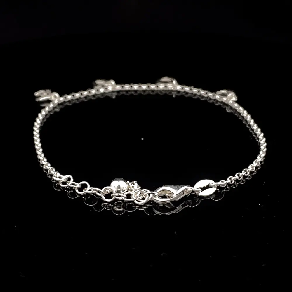 Pulsera de Plata Rolo Continua con LOVE Colgante