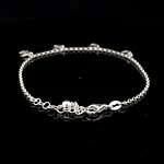 Pulsera de Plata Rolo Continua con LOVE Colgante