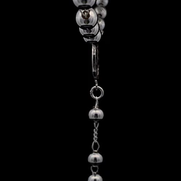 Cadena Rosario de Plata con Esferas Ensanchadas Lisas, Medalla y Cruz